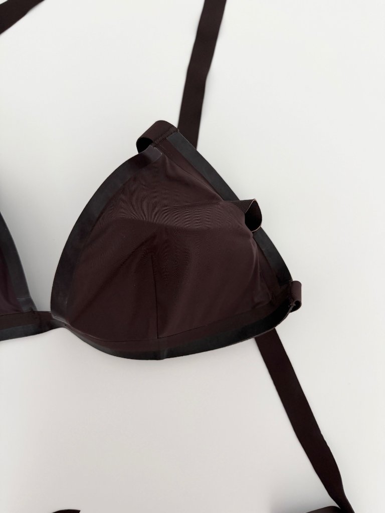 Onewith Swim Wainscott Brown Swimsuit Triangle Halter Bikini Top Nwt (Medium) — image 6 of 8